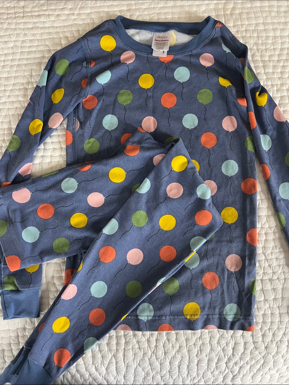 Hanna Andersson Navy Pajama Set with Multicolor Balloon Dots
